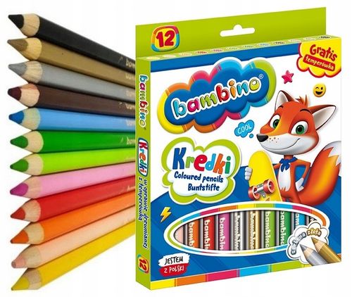 Kredki ołówkowe 12 kolorów w drewnianej oprawie na Arena.pl