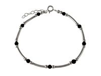 OKSYDOWANA SREBRNA BRANSOLETA KULKI CZARNE KORALIK