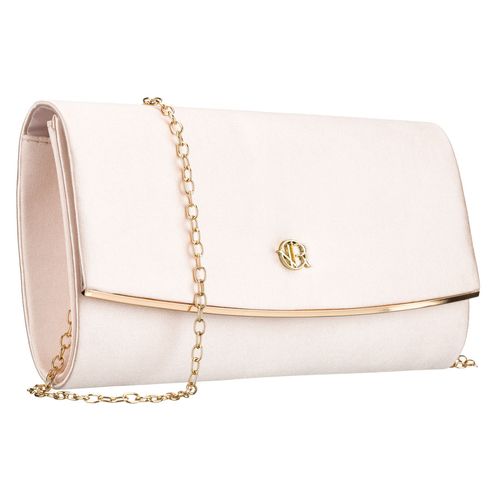 beżowa kopertówka damska wykonana z tkaniny syntetycznej z wewnętrzną na Arena.pl