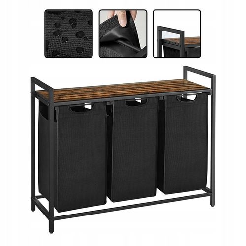 Kosz wolnostojący 3 PRZEGRÓDKI na pranie 3x38L 92,5x33x71 VINTAGE z na Arena.pl