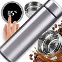 Kubek termiczny termos 500 ml smart led na kawę herbatę srebrny