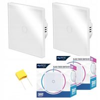 2x Włącznik schodowy RF czarny lub biały z pilotem przewodowym Kolor - Biały