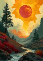 Plakat 50x70cm Dzika Rzeka Zmierzchem