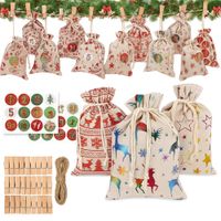 Kalendarz adwentowy do wypełnienia diy lniane woreczki zrób to sam komplet