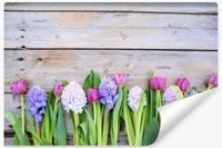 Fototapeta Ozdobna Deski TULIPANY Kwiaty Wzór 3D 360cm x 240cm