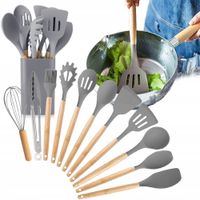 AKCESORIA DO KUCHNI PRZYBORY ZESTAW NARZĘDZIA KUCHENNE 12 ELEMENTÓW SZARY
