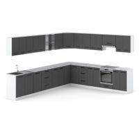 Meble Kuchenne Szare Mat Narożne Nowoczesne Kuchnia Rossa 6.8m Modułowy