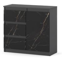 Komoda Z 3 Szufladami Mała Szafka Pojemna 80cm Szary Mat San Sebastian