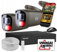 ZESTAW KAMER DO MONITORINGU 5MPX IP POE 2 KAMERY SZARE DETEKCJA LUDZI