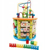 DREWNIANA KOSTKA EDUKACYJNA 8w1 SORTER PUDEŁKO