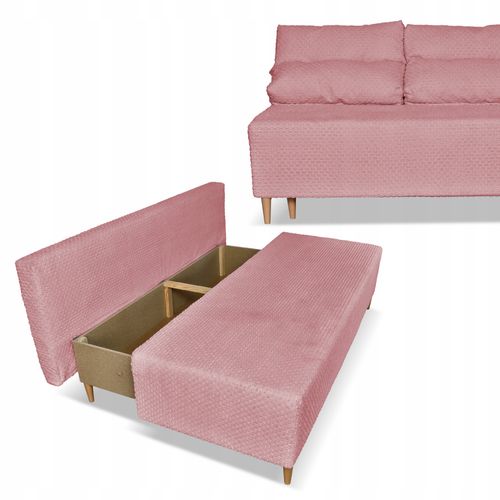 Kanapa sofa KIMO f. spania pojemnik Twisster c. róż sztruks na Arena.pl