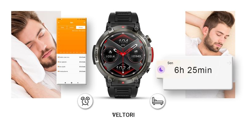 Smartwatch Veltori VT140-1 Czarny Pasek Silikonowy zdjęcie 13