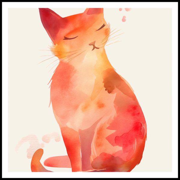 Plakat 80x80cm Akwarelowy Kot zdjęcie 3