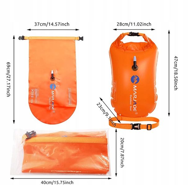 Boja asekuracyjna pływacka sucha kieszeń 72cm zdjęcie 4