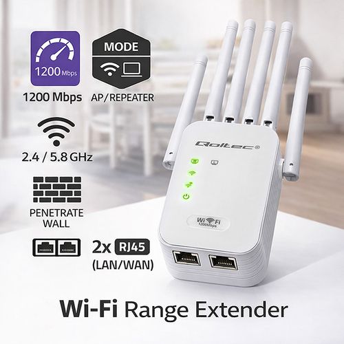 Qoltec Repeater WiFi 6 AX1200 6 anten na Arena.pl