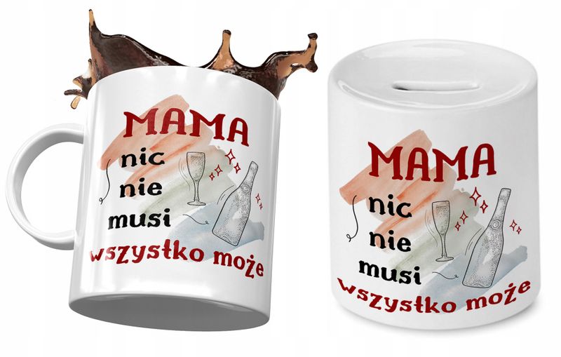 Dla Mamy Zestaw Kubek + Skarbonka Prezent Z Nadrukiem Ze Zdjęciem zdjęcie 1