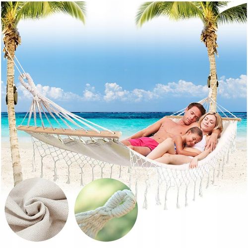 HAMAK OGRODOWY BOHO MAKRAMOWY DRĄŻEK PAŁĄK JEDNOOSOBOWY POKROWIEC BEŻOWY na Arena.pl