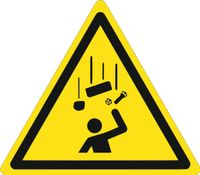 Znak Ostrzeżenie przed spadającymi elementami grawerowana 10x10 duży wybór