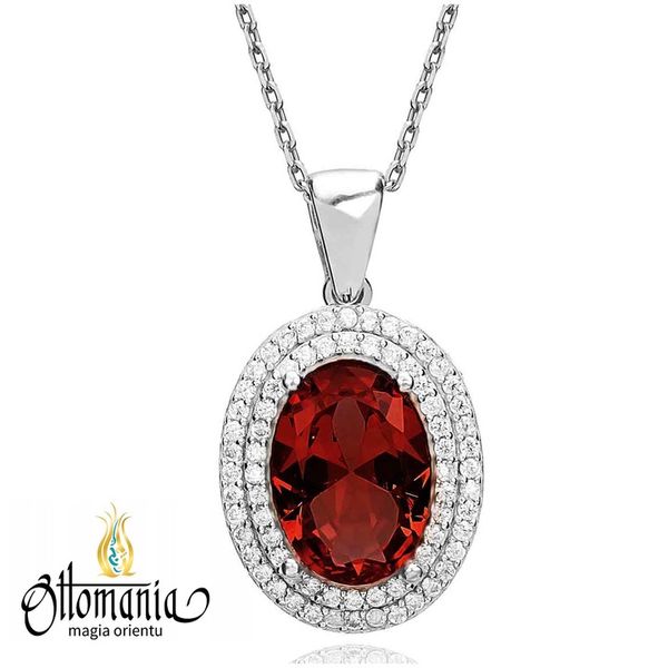 NASZYNIK SREBRNY ŁAŃCUSZEK Z CZERWONYM GRANATEM zdjęcie 6