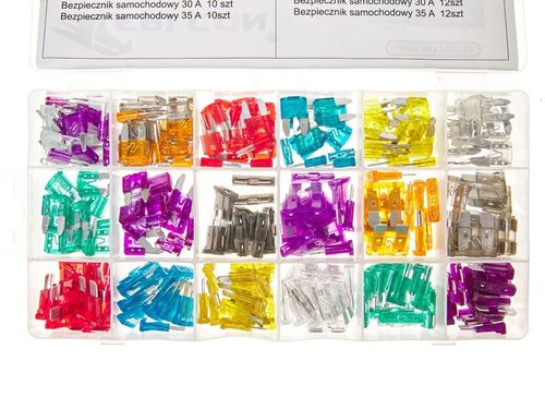 ZESTAW BEZPIECZNIKÓW SAMOCHODOWYCH 220 SZT. MINI MAXI 2-35A na Arena.pl