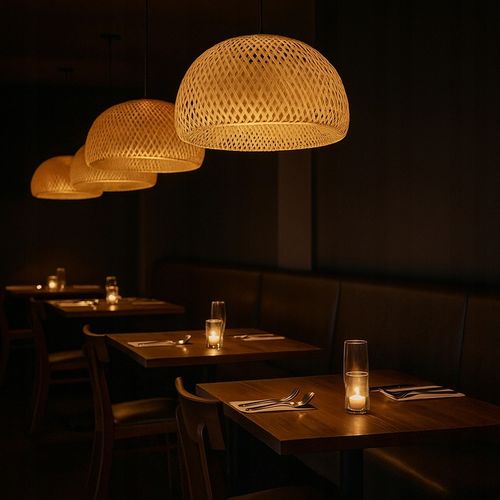 Lampa sufitowa LED wisząca żyrandol E27 oprawa pleciona 38cm boho na Arena.pl