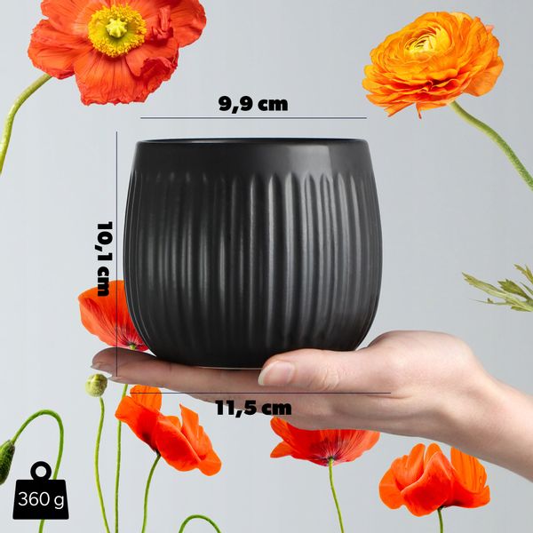 KADAX Doniczka Ceramiczna Osłonka 12cm Czarna zdjęcie 3