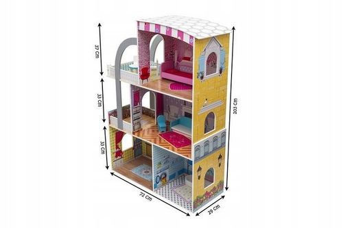 DREWNIANY DOMEK DLA LALEK WILLA MEBELKI W ZESTAWIE na Arena.pl