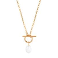 srebrny pozłacany naszyjnik z naturalną perłą