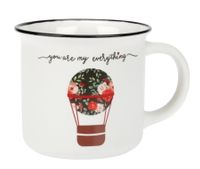 Kubek COTTAGE porcelana New Bone 355 ml retro vintage biały napis You are my everything balon róże