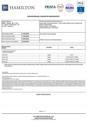 IMMORTAL EPIC CREATINE 500g KREATYNA MONOHYDRAT na Arena.pl