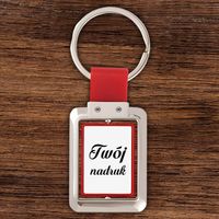 Brelok dwustronny z obrotowym środkiem z nadrukiem - czerwony