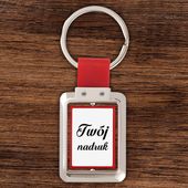 Brelok dwustronny z obrotowym środkiem z nadrukiem - czerwony