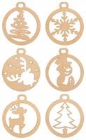 Drewniane Bombki Zawieszki na Choinkę Ozdoby Świąteczne Choinkowe 36 SZT
