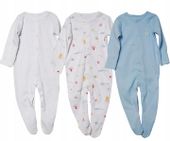 Mothercare 3-pak Pajacyk Niedrapki rozm. 68cm