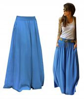 Długa rozkloszowana spódnica styl BOHO chaber