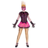 maska wenecka z włosami kinky pleasure różowa 28 cm