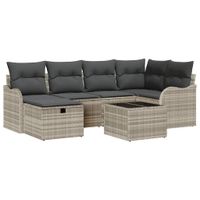 Zestaw Sof na Ogród z poduszką 7 pcs Jasnoszary Polirattan