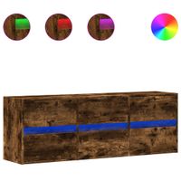 Ścienna szafka TV z LED, przydymiony dąb, 130x31x45 cm