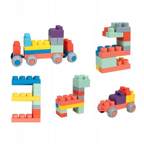 SMILY PLAY MIĘKKIE KLOCKI 80 elementów, klocki dla malucha +18 m-cy na Arena.pl