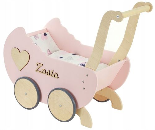 drewniany WÓZEK DLA LALEK + IMIĘ POŚCIEL stopery na Arena.pl