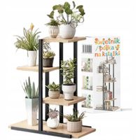 KWIETNIK STOJAK NA ROŚLINY KWIATY DONICZKI METALOWY REGAŁ DREWNIANE