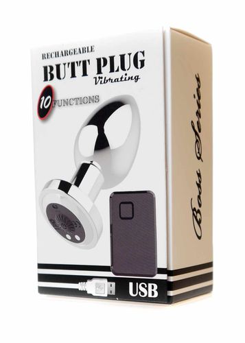stymulator rechargeable butt plug vibrator usb 10 functions   silver na Arena.pl