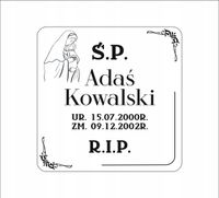 Tabliczka GRAWER nagrobna nagrobkowa pamiątkowa 20 cm dla dziecka