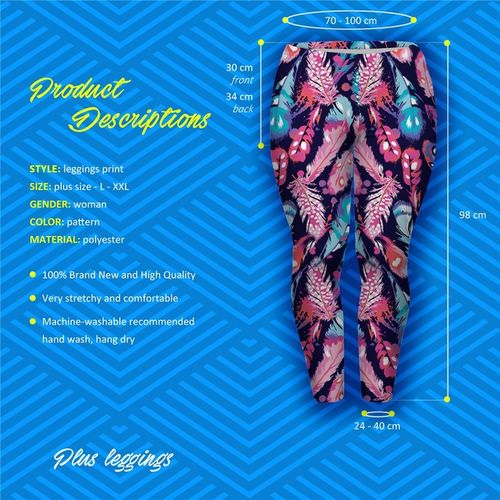 LEGGINSY PLUS SIZE FEATHERS COLOR na Arena.pl