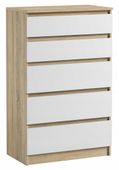 Komoda Szafka 5 Szuflad Do Sypialni Pari 70 x 40 x 112 CM Dąb Sonoma Biały