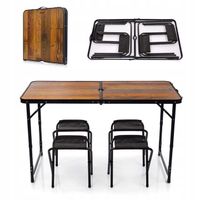 Stół turystyczny ogrodowy kemping duży składany + 4 krzesła Meteor 120x60cm