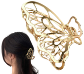 Spinka klamra do włosów duża metalowa złota motyl ozdobna