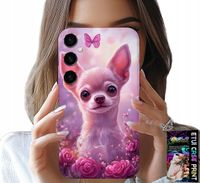 ETUI DO SAMSUNG GALAXY A04S - SŁODKA CHIHUAHUA NA RÓŻOWYM TLE KWIATAMI