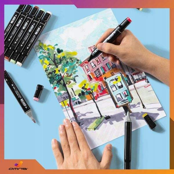 Markery alkoholowe flamastry mazaki pisaki dwustronne touch podstawka 168 zdjęcie 2