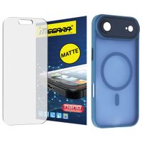 szkło hybrydowe do iphone 17 air matowe + magsafe etui niebieskie tpu